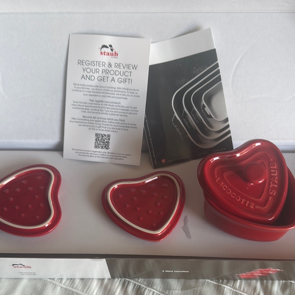 Staub Red Heart-Shaped Cocotte Set